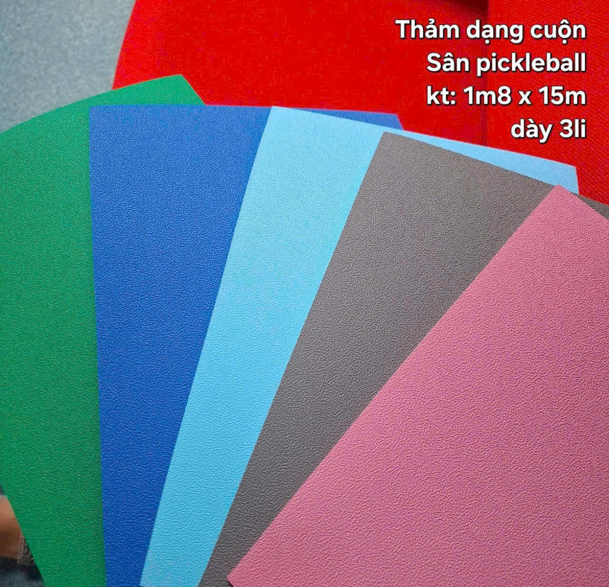 THẢM DẠNG CUỘN SÂN PICKLEBALL 1M8X15M DÀY 3LI